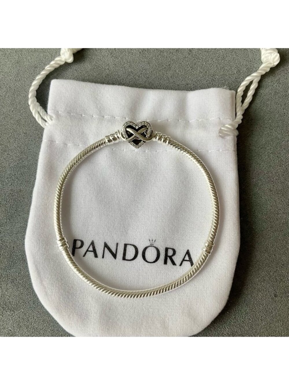 Pandora Sparkling Infinity Heart Clasp Snake Chain Bracelets